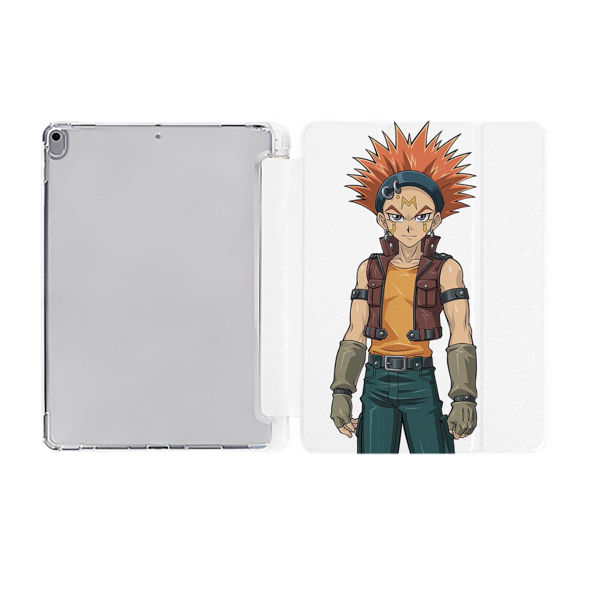 （画像用） 遊☆戯☆王 Yu-Gi-Oh! IPad ケース ペン収納付き 三つ折りスタンド PUレザー×シリコン 対応機種9.5/10.5/10.9インチ